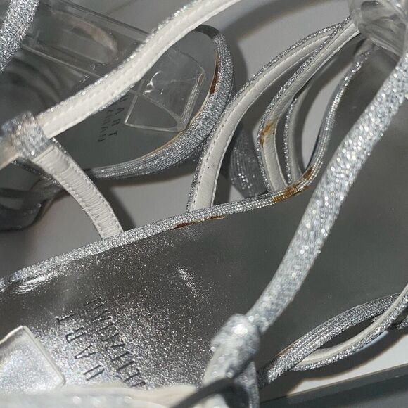 Stuart Weitzman Y2K Silver Slingback Strappy Heeled Sandals 9.5N - Picture 12 of 13